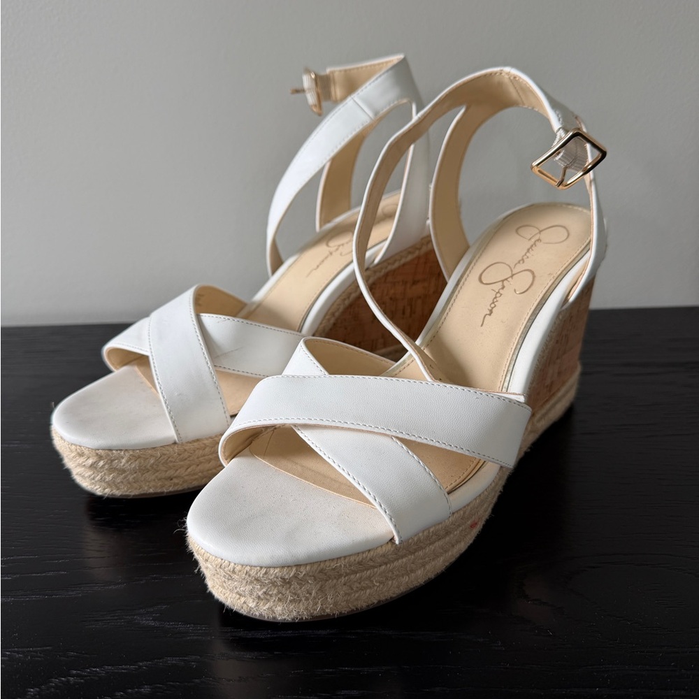 Jessica Simpson Elegant White Wedge Sandals